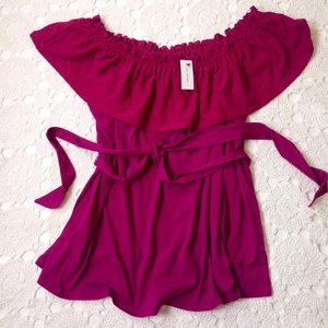 Lane Bryant Magenta Off-Shoulder Tank Top